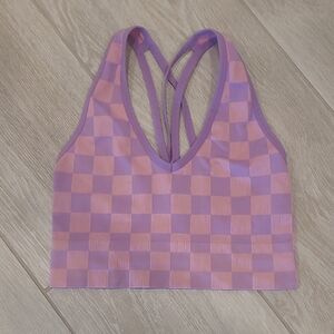 Pink and Purple Check Sports Bra Size Small